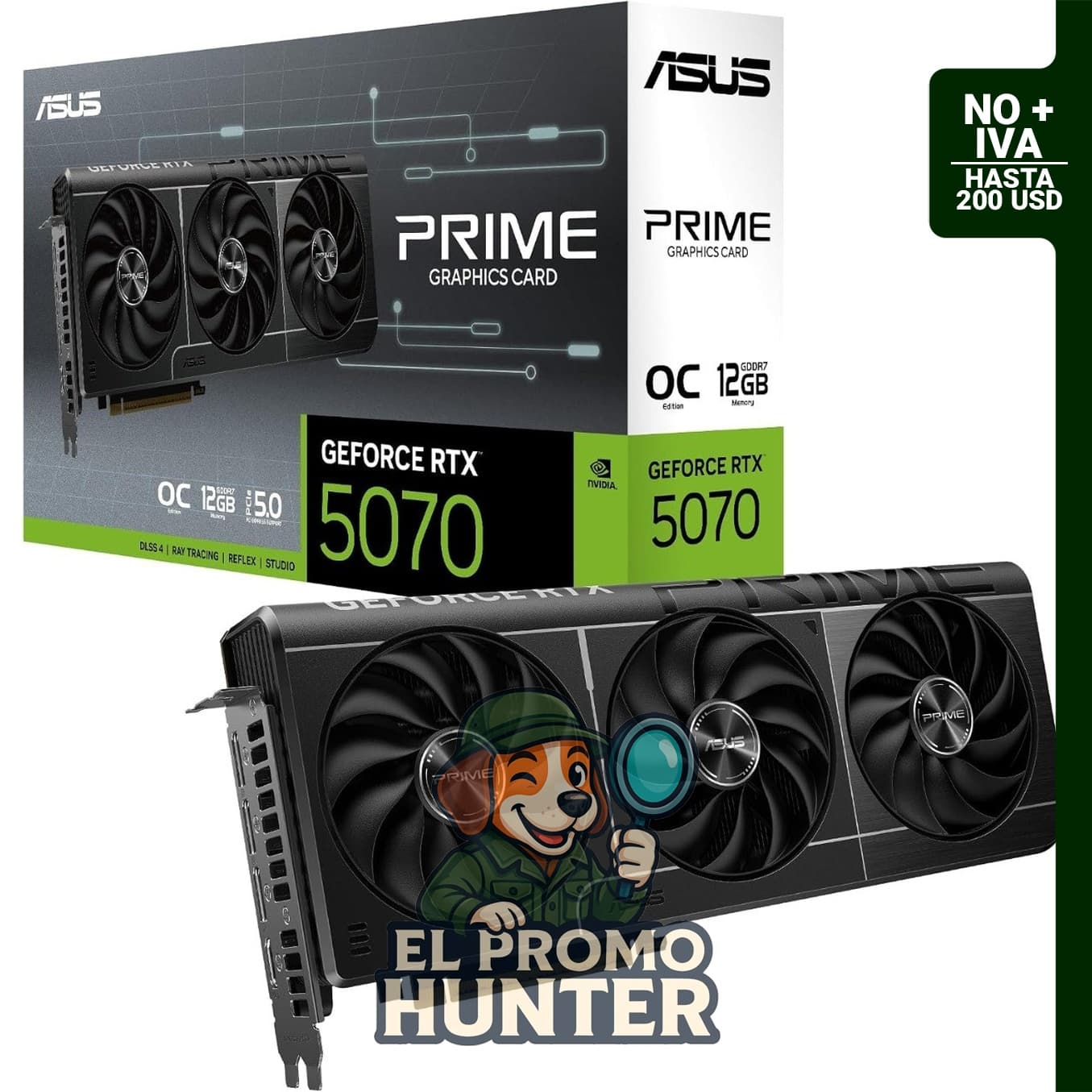 ASUS Tarjeta Gráfica Prime GeForce RTX™ 5070 OC Edition 12GB GDDR7, PCIe® 5.0, HDMI®/DP 2.1.