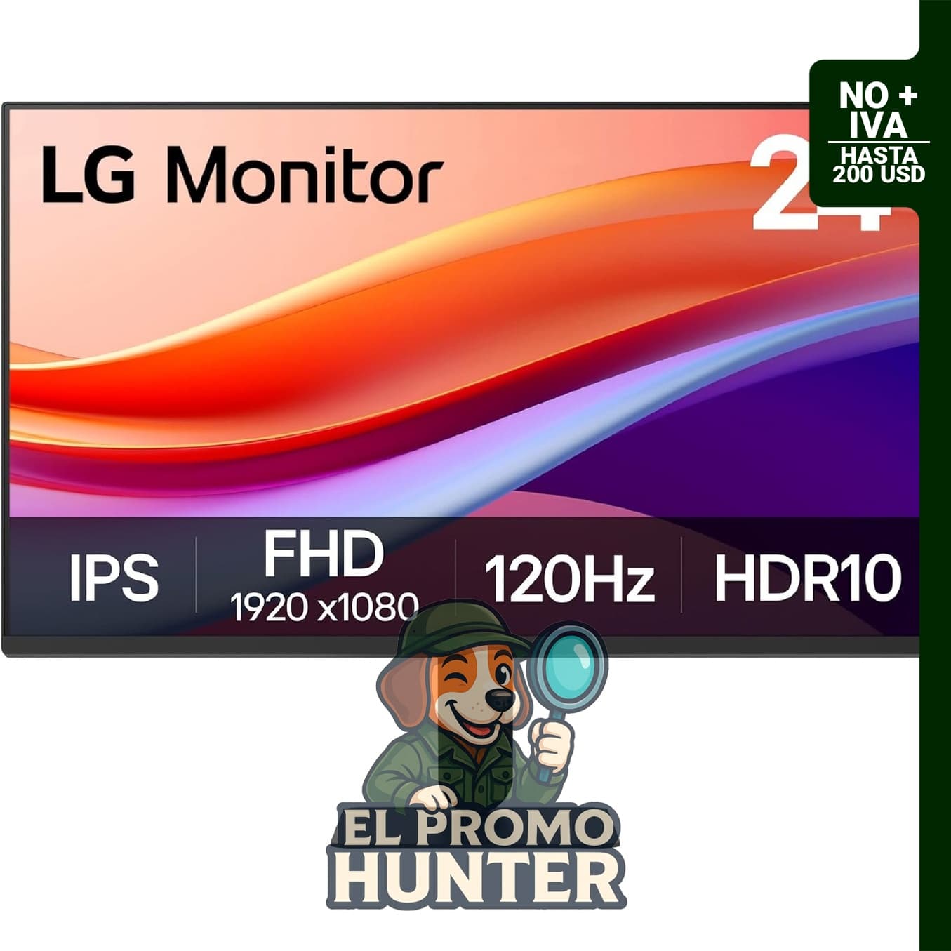 Monitor LG 24U411A-B de 24" (61 cm) Full HD (1920 x 1080), 120Hz, HDR10, con HDMI y base del soporte delgado.
