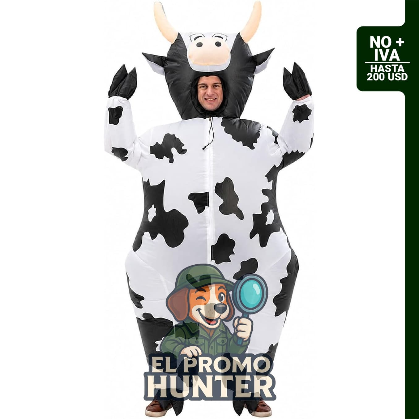 Disfraz inflable de vaca para adulto.