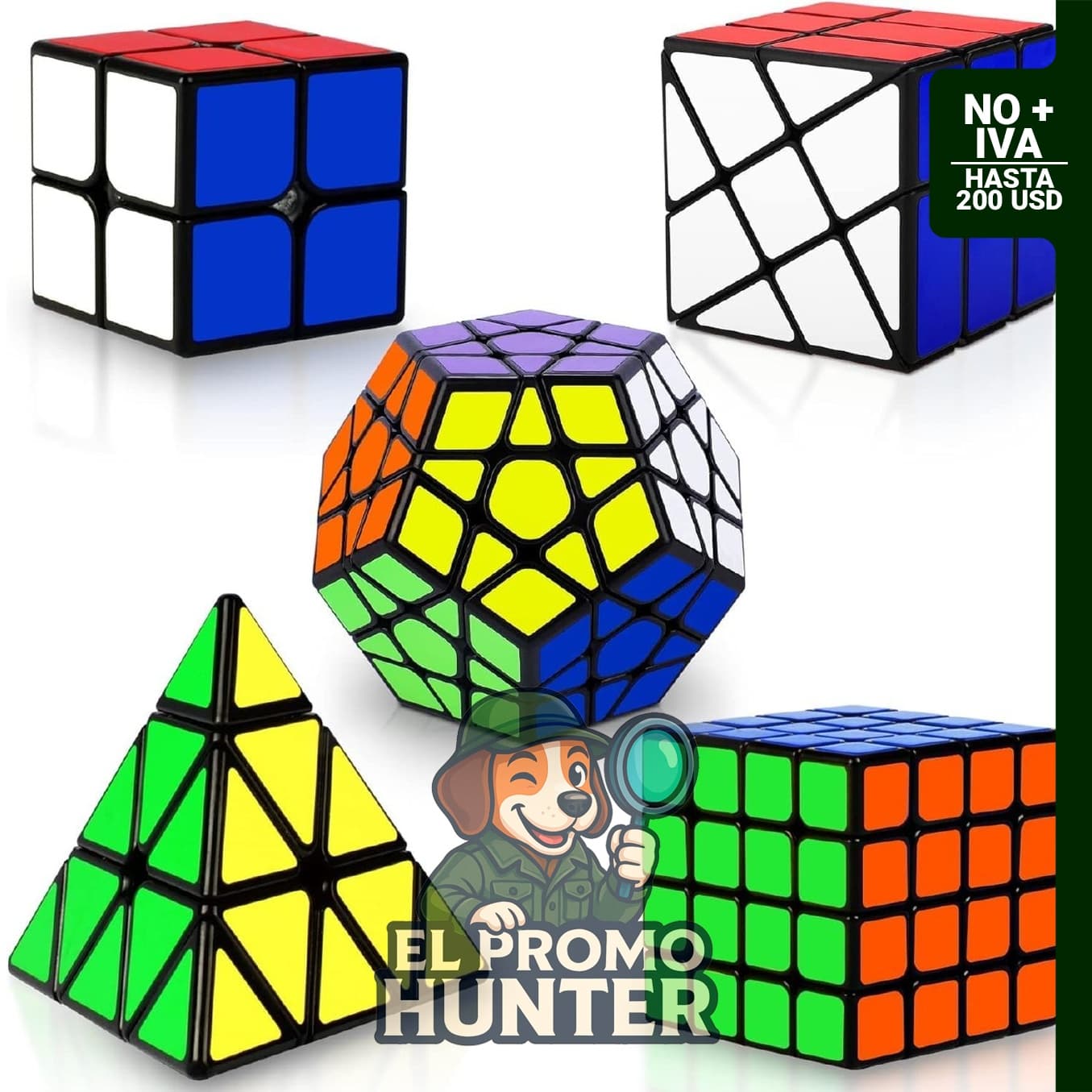 Juego de cubos de velocidad Coolzon, incluye cubo mágico 2x2, 4x4, pirámide Pyraminx y Megaminx.