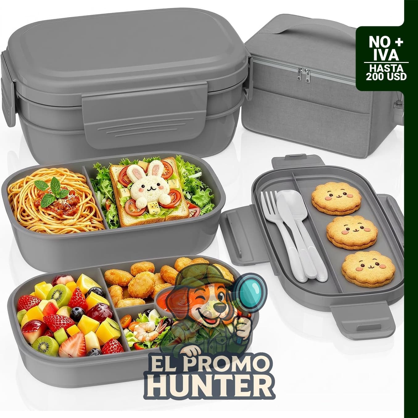 Juego de lonchera Bento para adultos, 3 niveles apilables, a prueba de fugas, apto para microondas y lavavajillas.