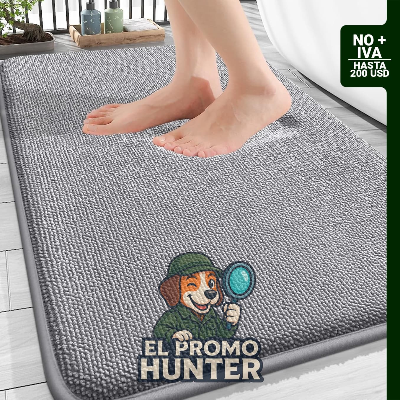 OLANLY Alfombra de baño de espuma viscoelástica, 76 x 51 cm, color gris.