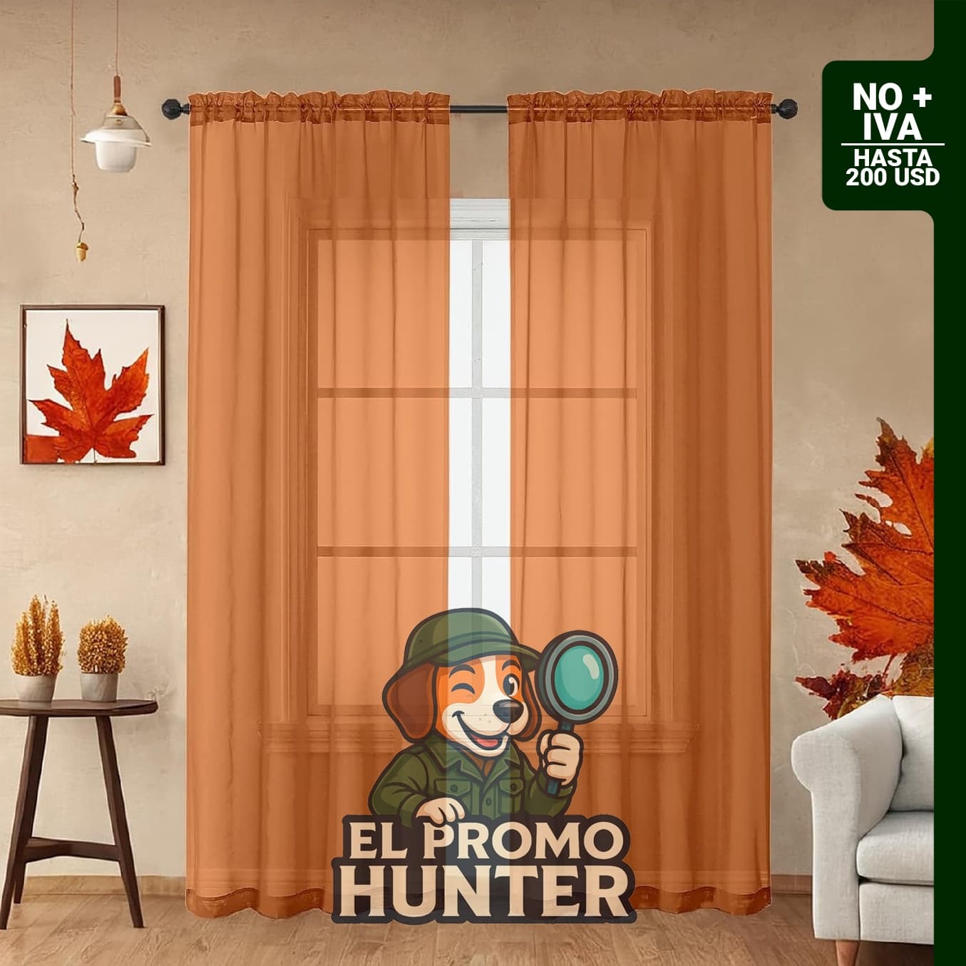 Cortinas traslúcidas OWENIE de gasa color naranja, 42" x 96" (107 cm x 243 cm), 2 unidades.