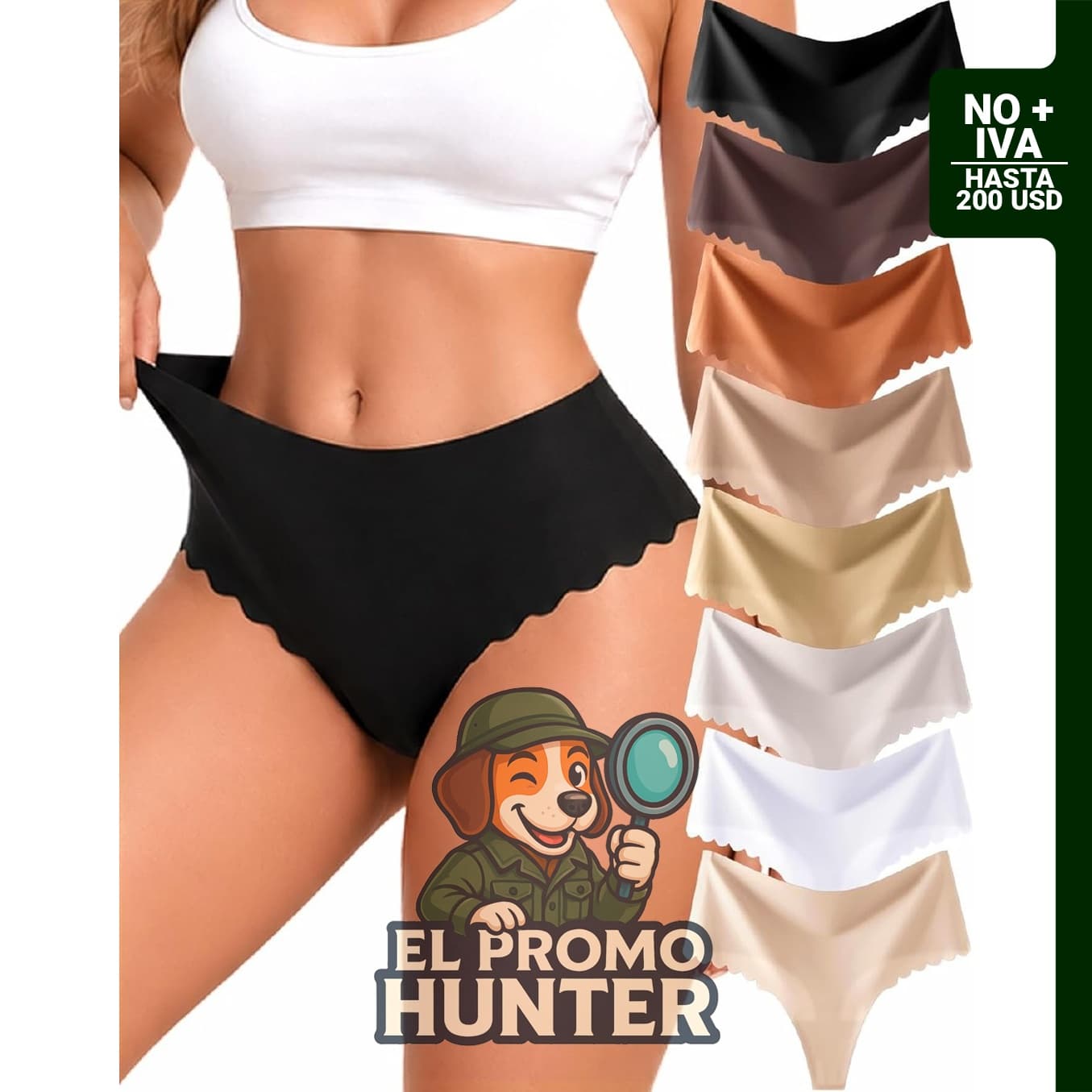 Paquete de 8 tangas sin costuras para mujer, de cintura alta.