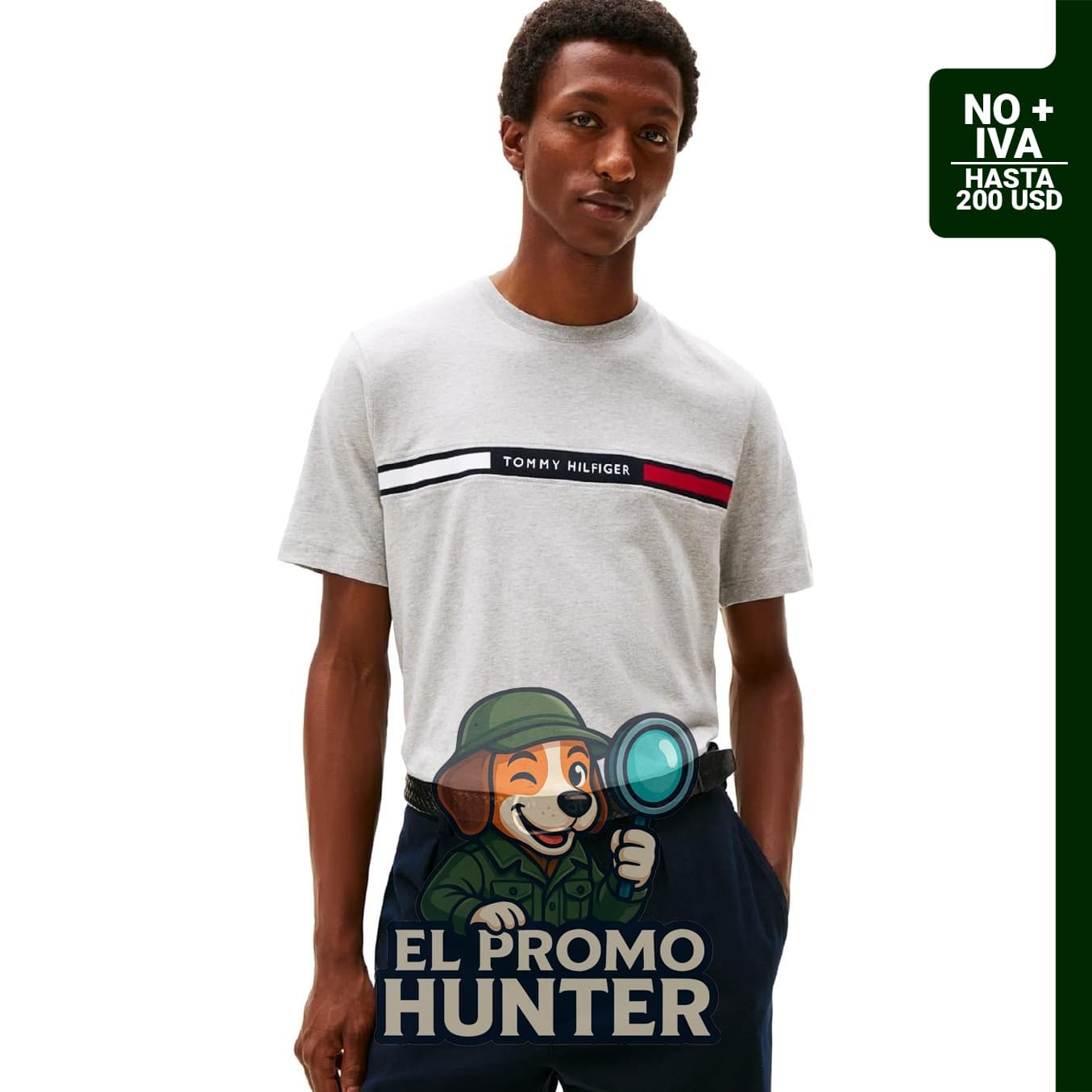 Camiseta de manga corta Tommy Hilfiger para hombre, confeccionada en algodón con logotipo de rayas.