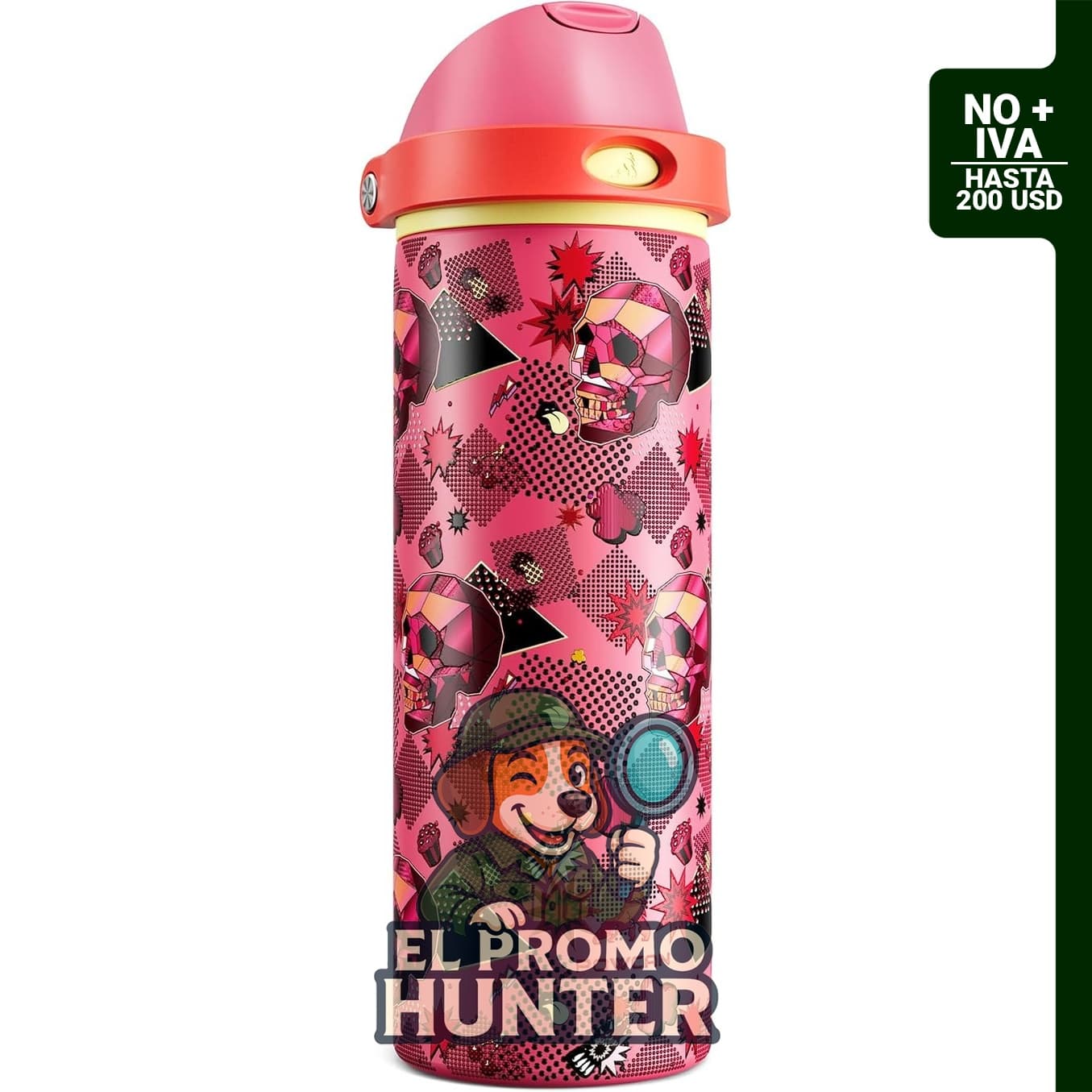 Botella de agua aislada POWCAN de 24 oz, acero inoxidable, tapa 2 en 1 con boquilla y popote.