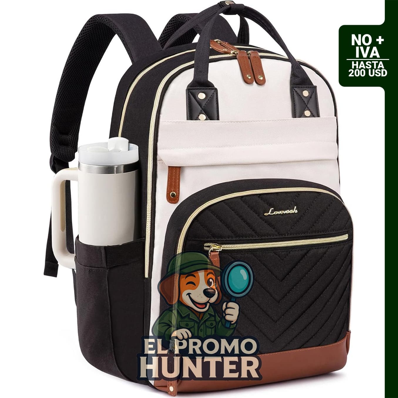 LOVEVOOK Mochila para laptop para mujer, impermeable, con puerto USB y diseño antirrobo.