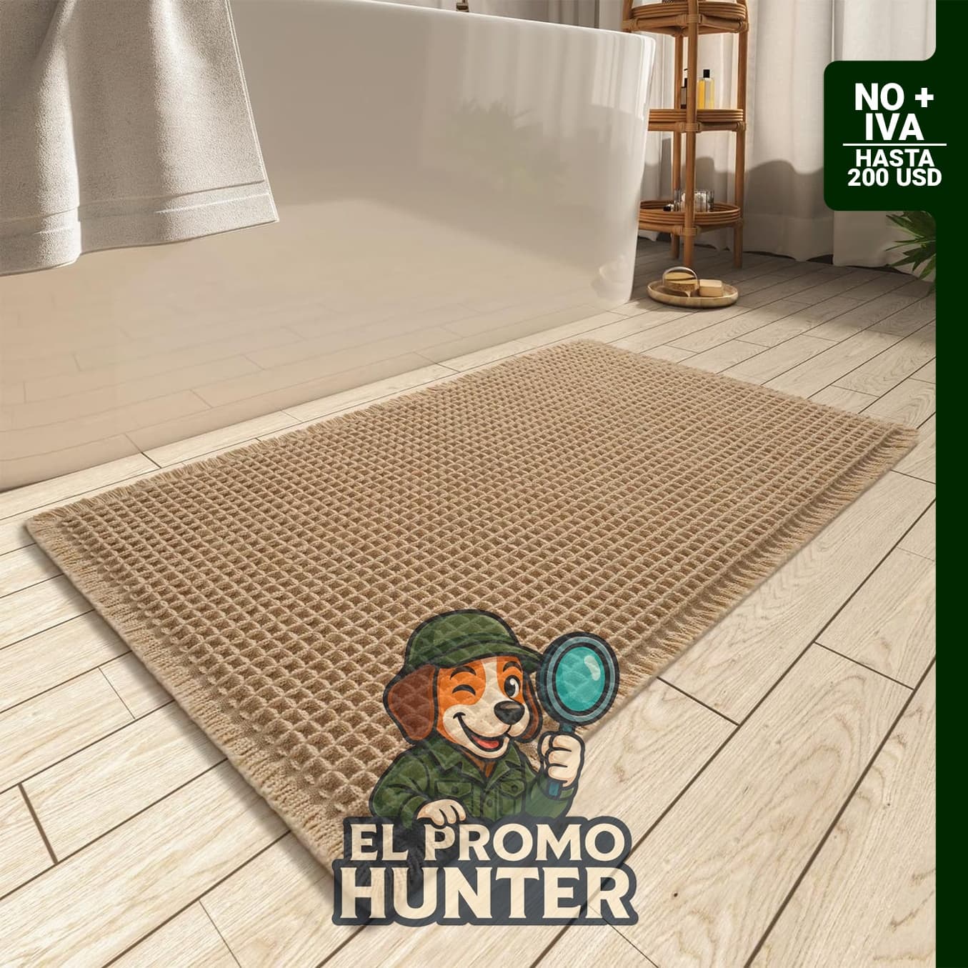 AMOAMI Tapete de baño de diseño de gofre, absorbente y antideslizante, lavable a máquina, con parte trasera de goma.