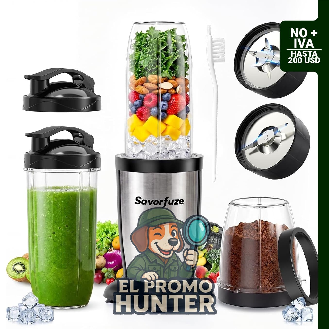 Smoothie Blender Grinder Combo, licuadora de mostrador para batidos y shakes.