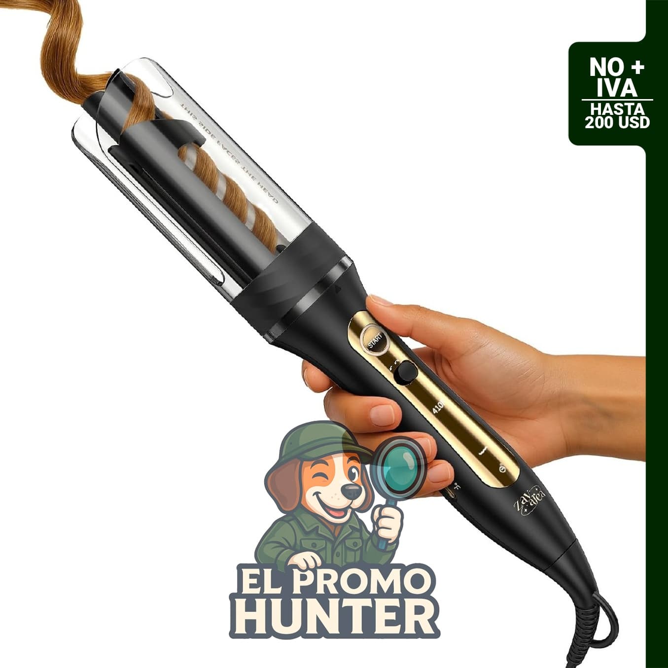 Zavarea Plancha rizadora giratoria automática de 1 pulgada para cabello largo, ideal para ondas de playa y rizos sueltos.