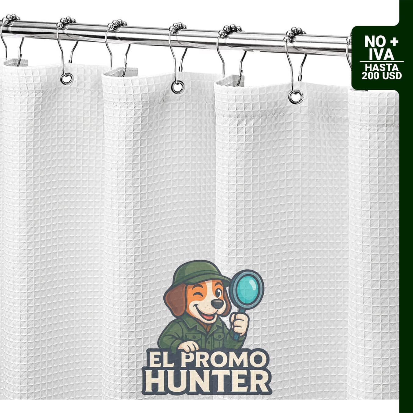 MISS SELECTEX Cortina de Ducha de Tela con Tejido Waffle Mate, impermeable, 230 GSM, lavable a máquina.
