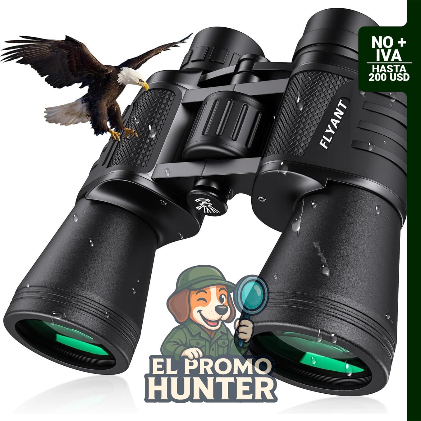 Binoculares de alta potencia 20 x 50, compactos e impermeables, con visión de poca luz.