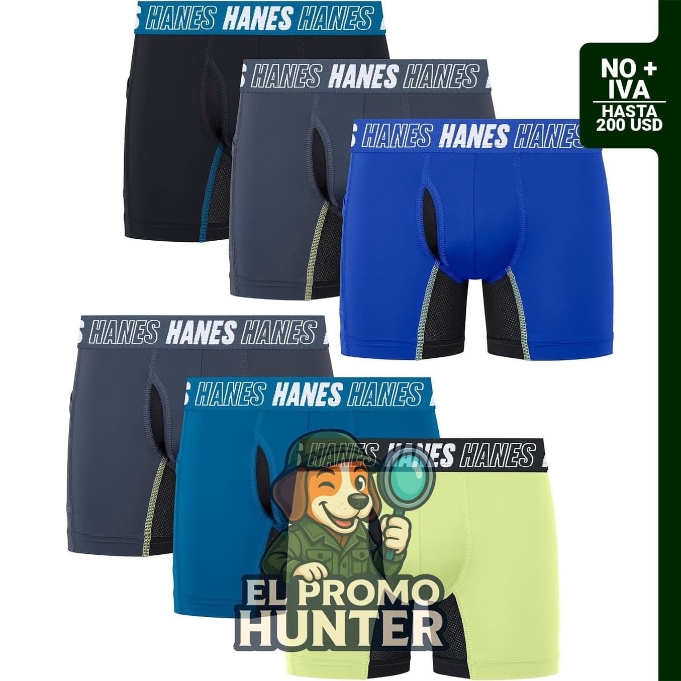 Hanes calzoncillos tipo bóxer antirozaduras para niños, paquete de 6 unidades.