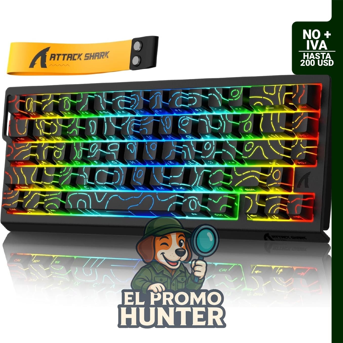 Teclado de Juego ATTACK SHARK X68 HE con cable, 8000Hz de frecuencia de muestreo y precisión de 0.01 mm.