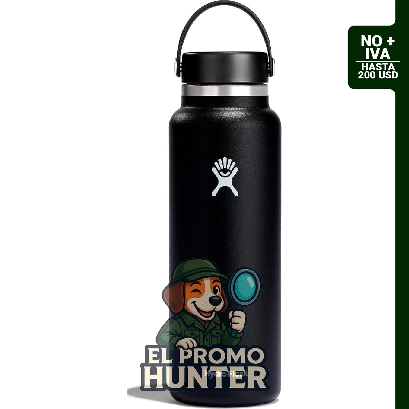 Hydro Flask Botella de agua de acero inoxidable aislada de 40 oz con boca ancha y tapa flexible.