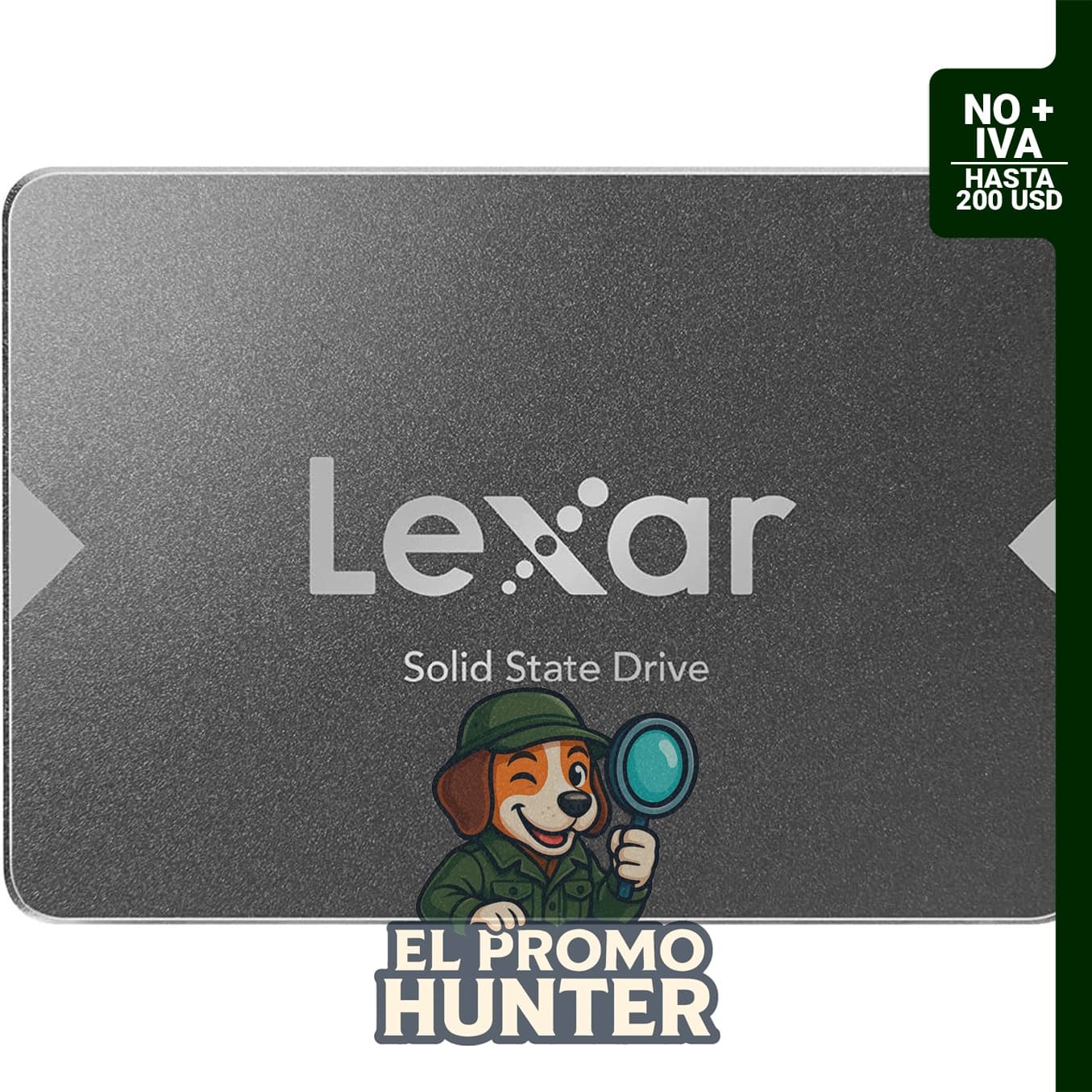 Lexar SSD NS100 de 512 GB SATA III de 2.5", lectura hasta 550 MB/s, color gris.