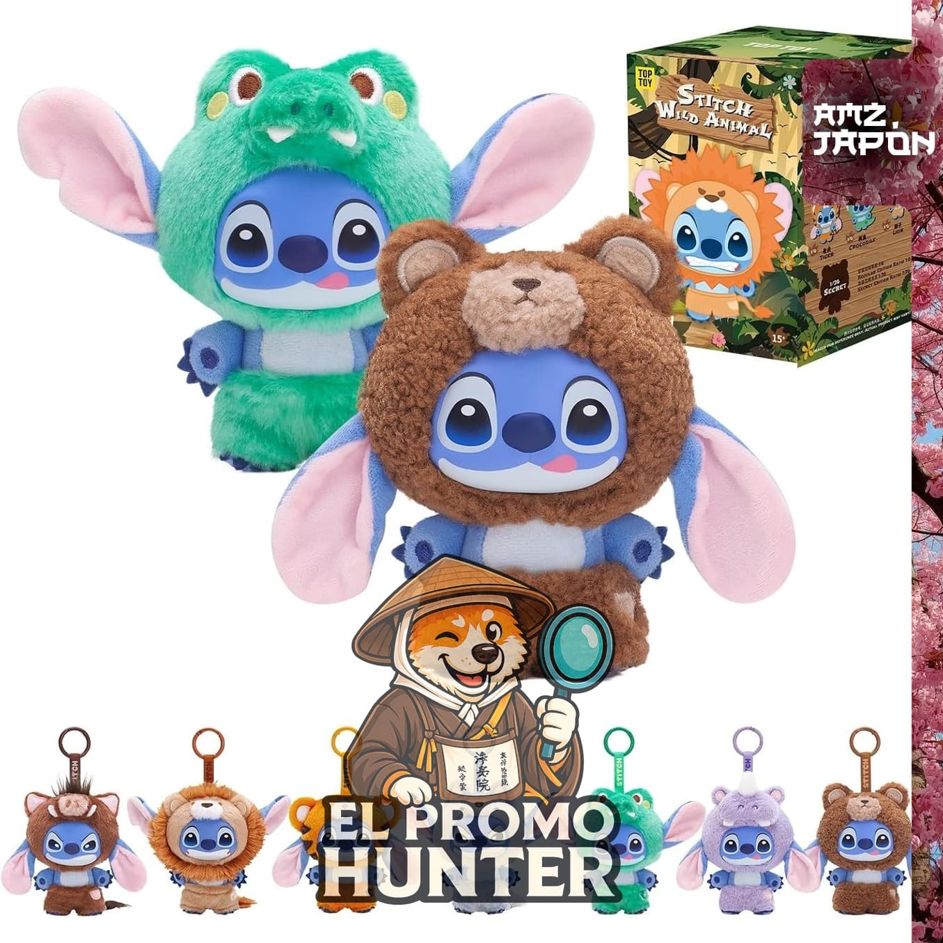 Peluche Disney Stitch "Wild Animals", juguete suave, 1 pieza.