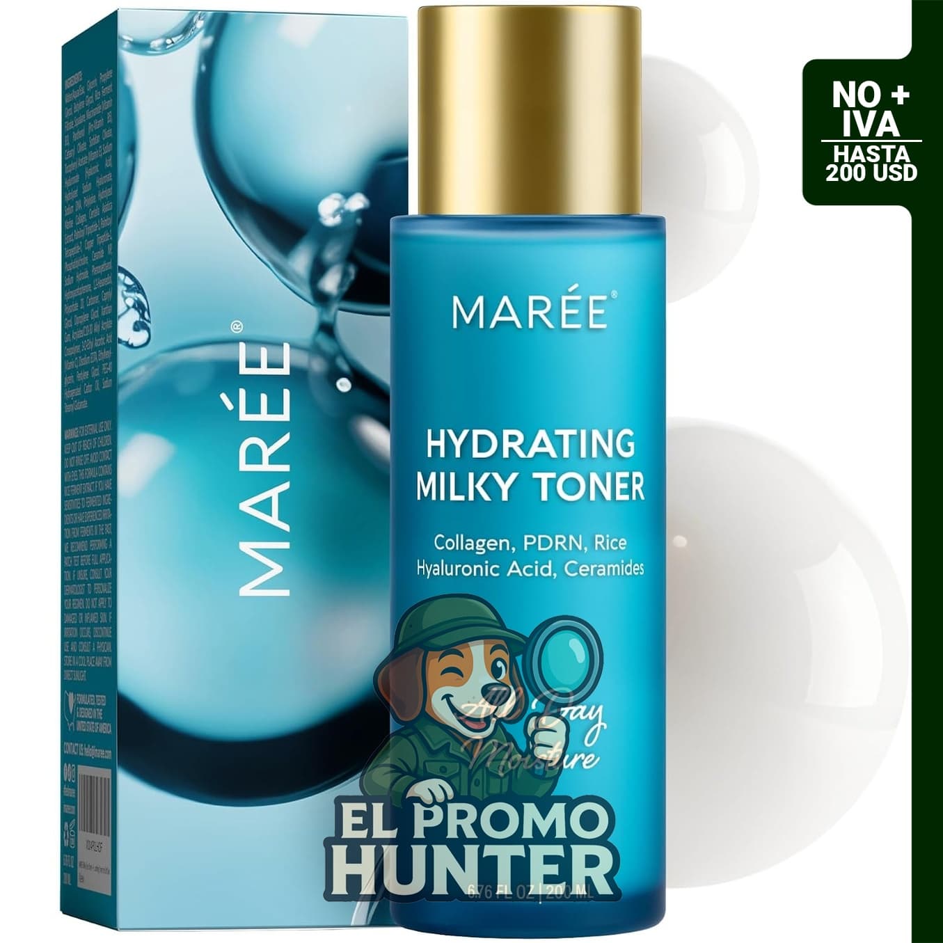 MAREE Tónico lechoso hidratante para el rostro, tóner de arroz.