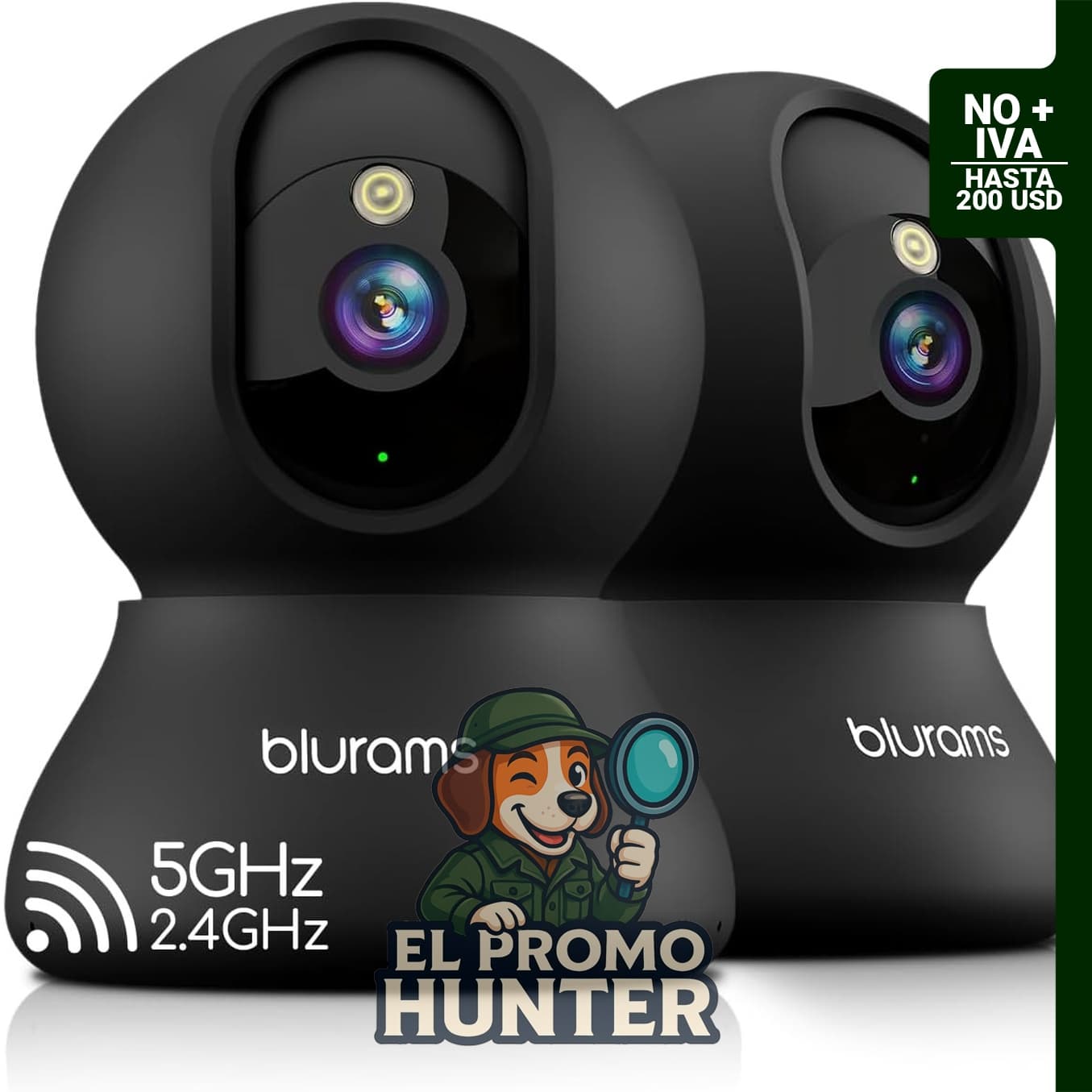 Blurams cámara de seguridad 2K para interiores, PTZ 360° con WiFi6 y aplicación para teléfono.