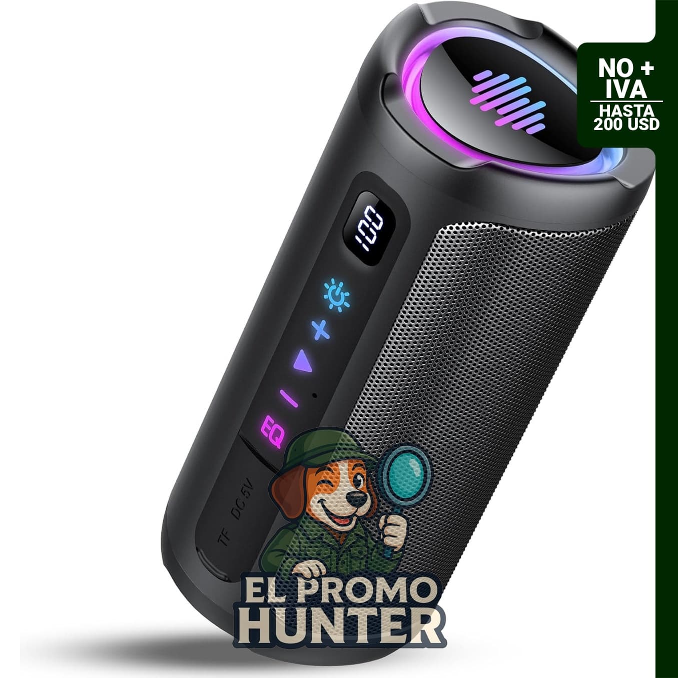 Altavoz Bluetooth Aowoka, IPX7, 20 horas de reproducción, BT 5.4, 7 modos RGB.