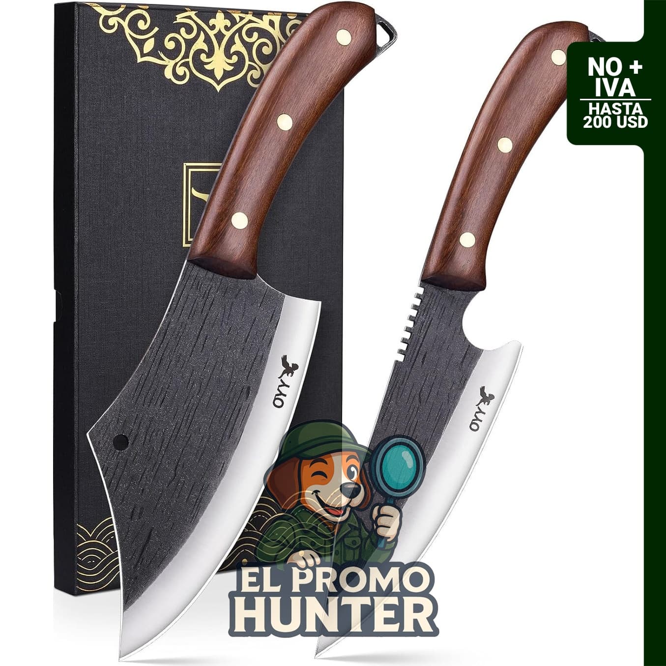 Juego de cuchillos de carnicero de 2 piezas, incluye cuchillo de chef.