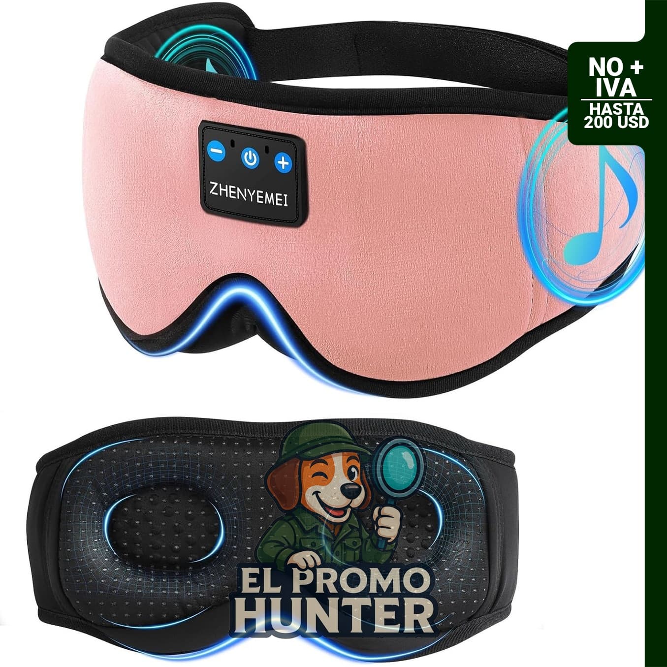 Antifaz 3D con auriculares Bluetooth, máscara de ojos inalámbrica con altavoces estéreo ultrafinos.