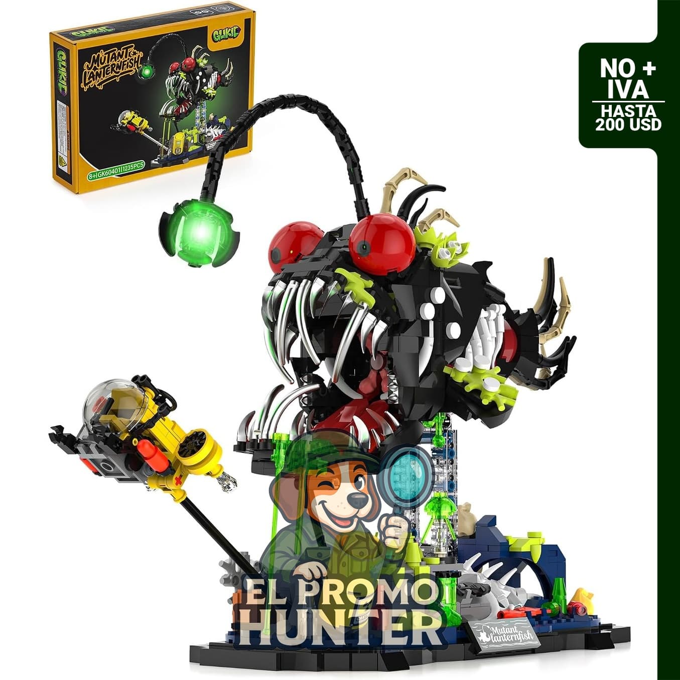 Juego de construcción de peces mutantes con función de iluminación.