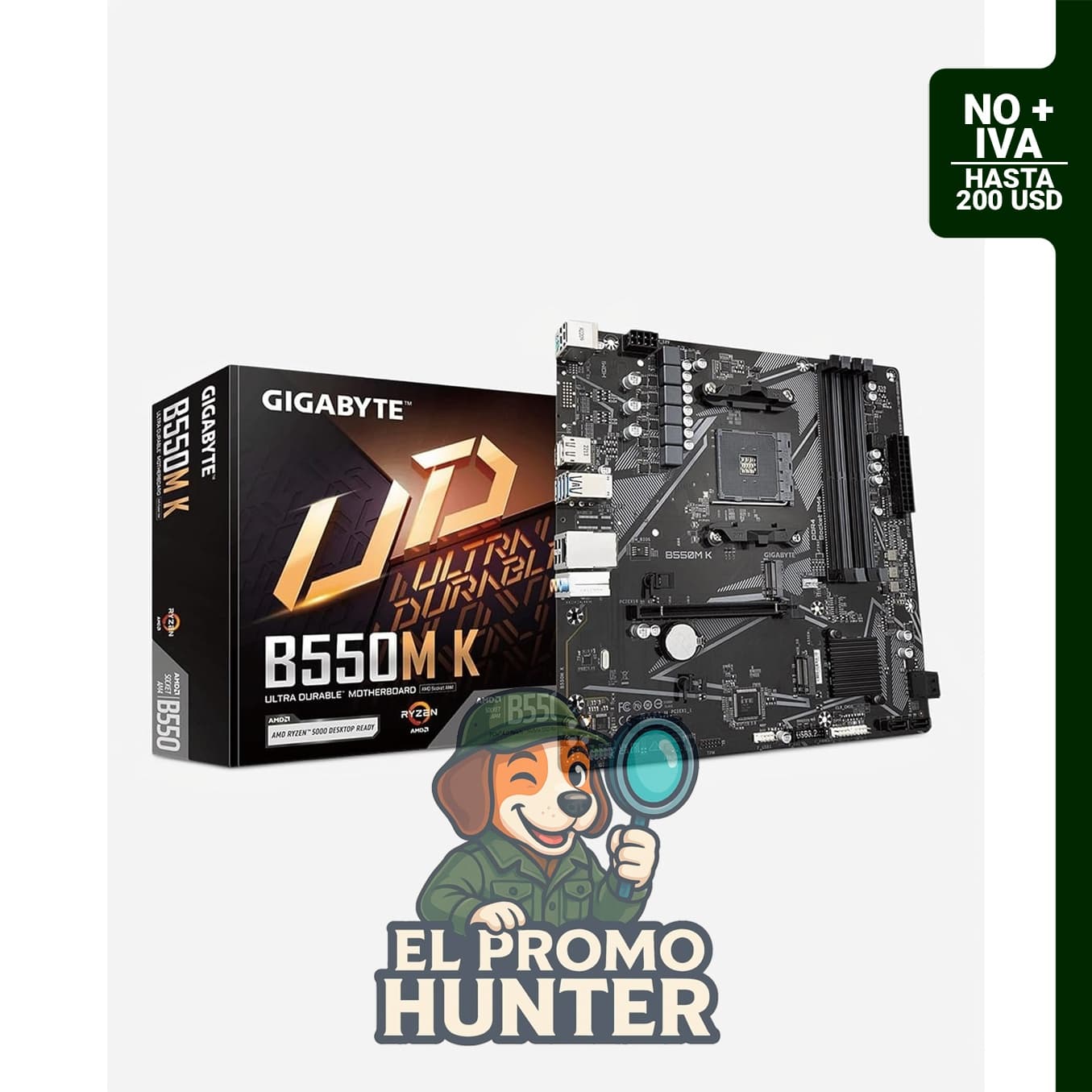 GIGABYTE B550M K Placa base Micro-ATX, compatible con procesadores AMD Ryzen 5000/4000/3000, DDR4, 2X M.2.