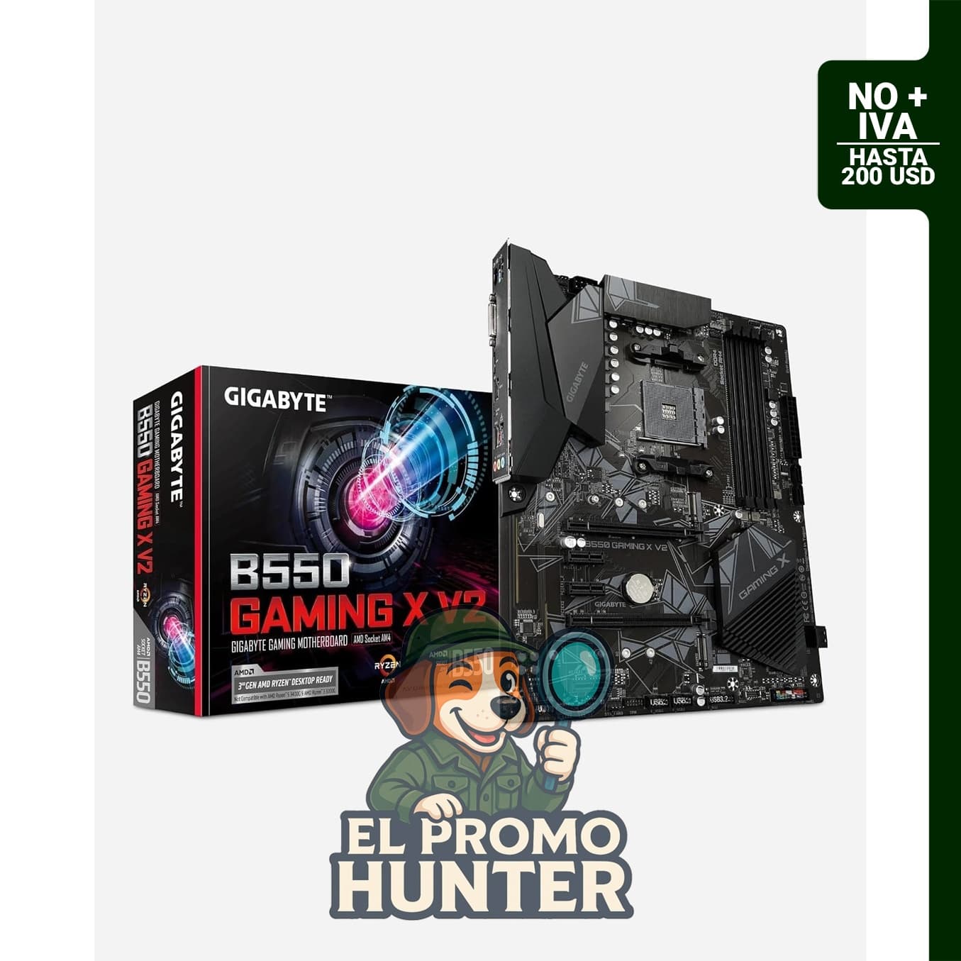 GIGABYTE B550 Gaming X V2, tarjeta madre ATX compatible con procesadores AMD Ryzen 5000, con puertos M.2 y USB 3.1 Gen 2.