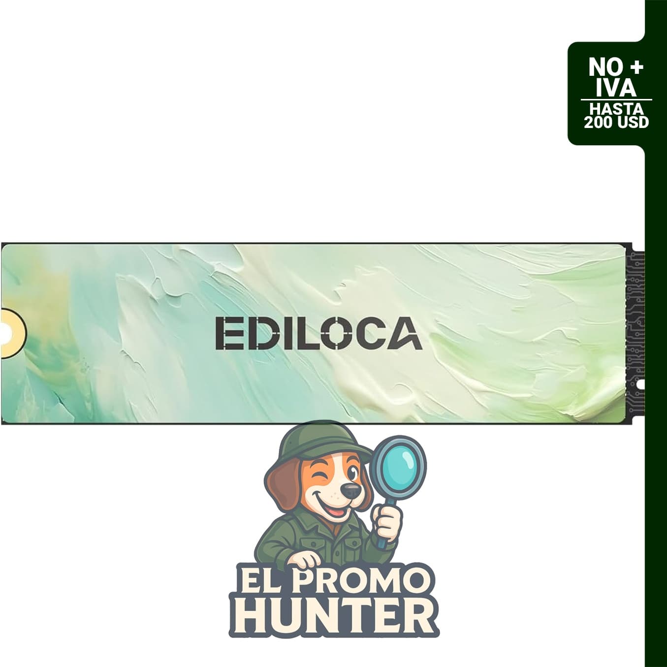 Ediloca SSD NVMe M.2 PCIe Gen 3x4 de 1 TB, velocidad de lectura de hasta 3500 MB/s, formato M.2 2280.