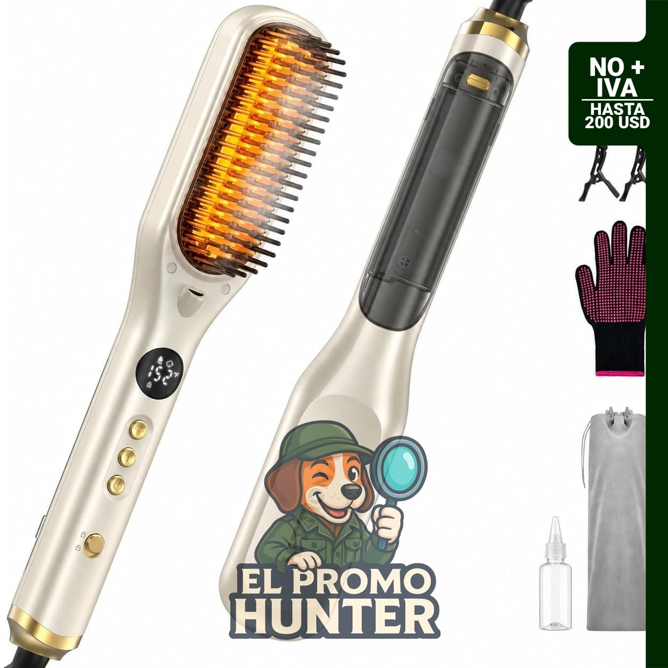 HITTIONA Cepillo alisador de pelo de vapor para mujeres, vapor para domar.