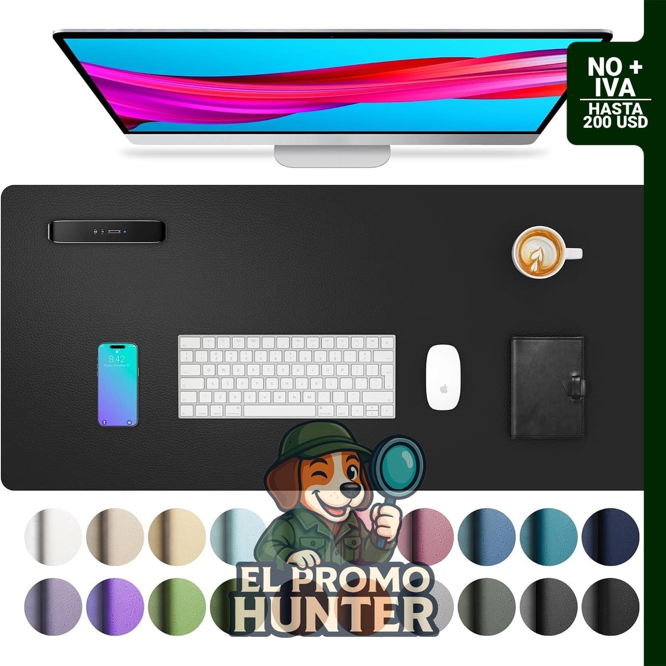 Protector de piel sintética antideslizante para escritorio, tapete para mouse y computadora portátil.
