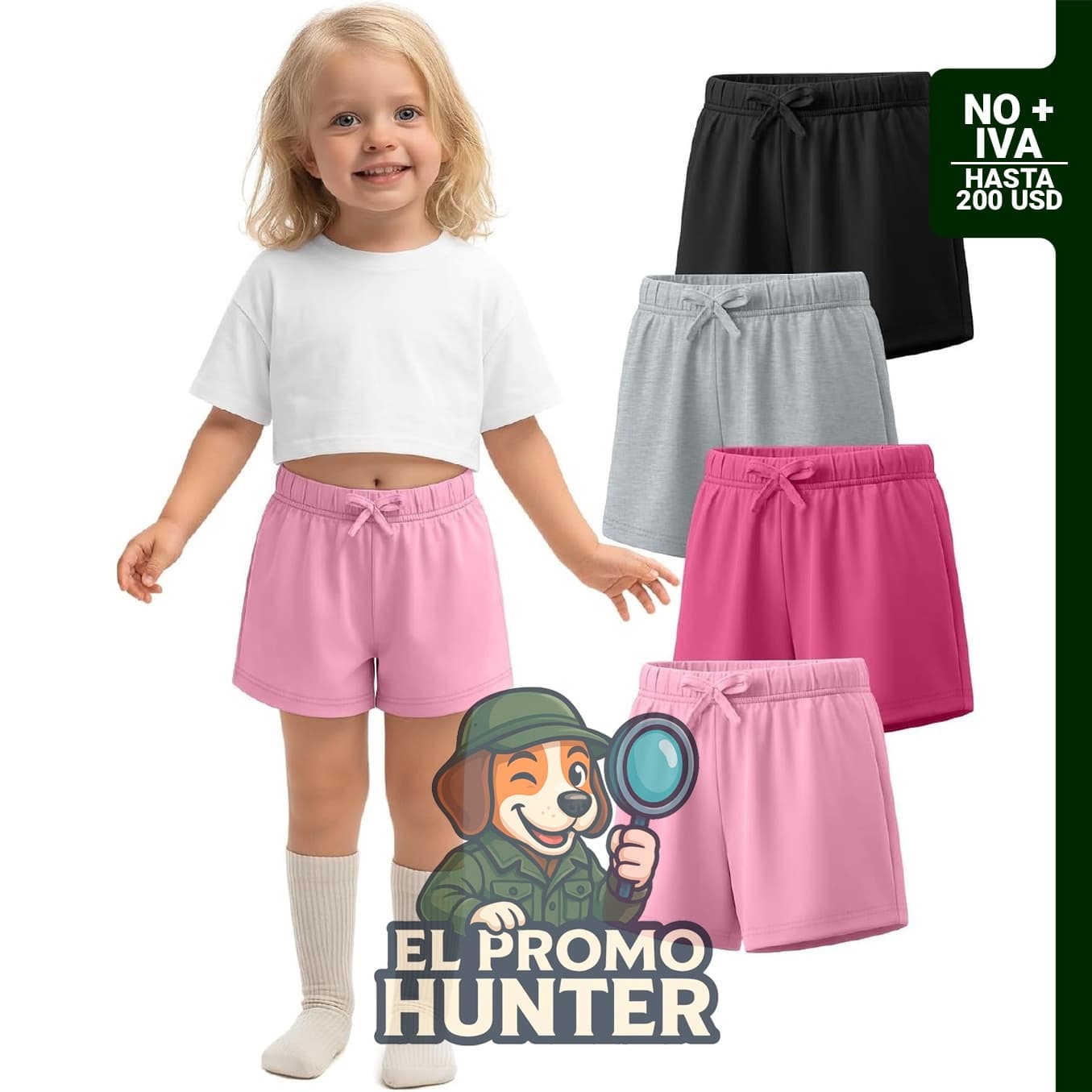 Halfchet paquete de 4 pantalones cortos deportivos para niñas, talla 18 a 5 años.