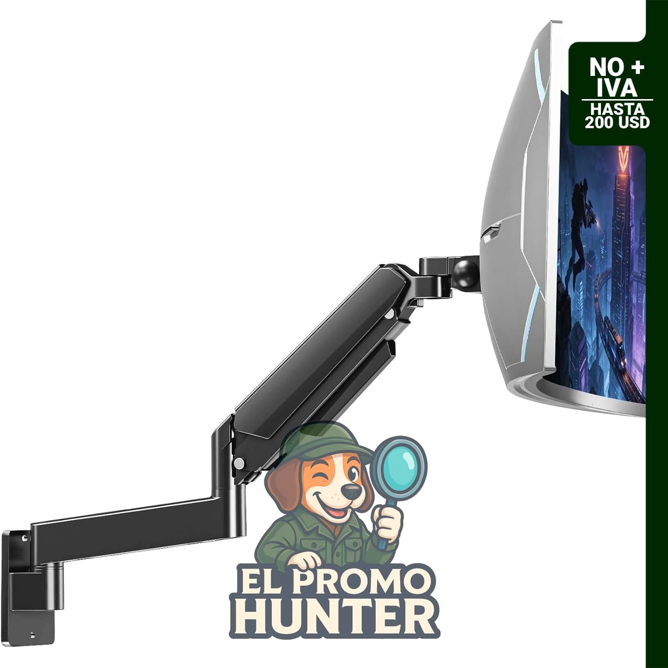 Soporte de pared MOUNTUP para monitores de 24" a 49" (61 a 124 cm), soporta de 2 a 20 kg.