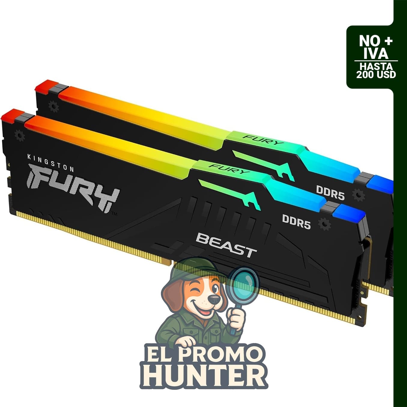 Kingston FURY Beast - Memoria de escritorio RGB de 32 GB (2 x 16 GB) 6000MT/s DDR5 CL30.