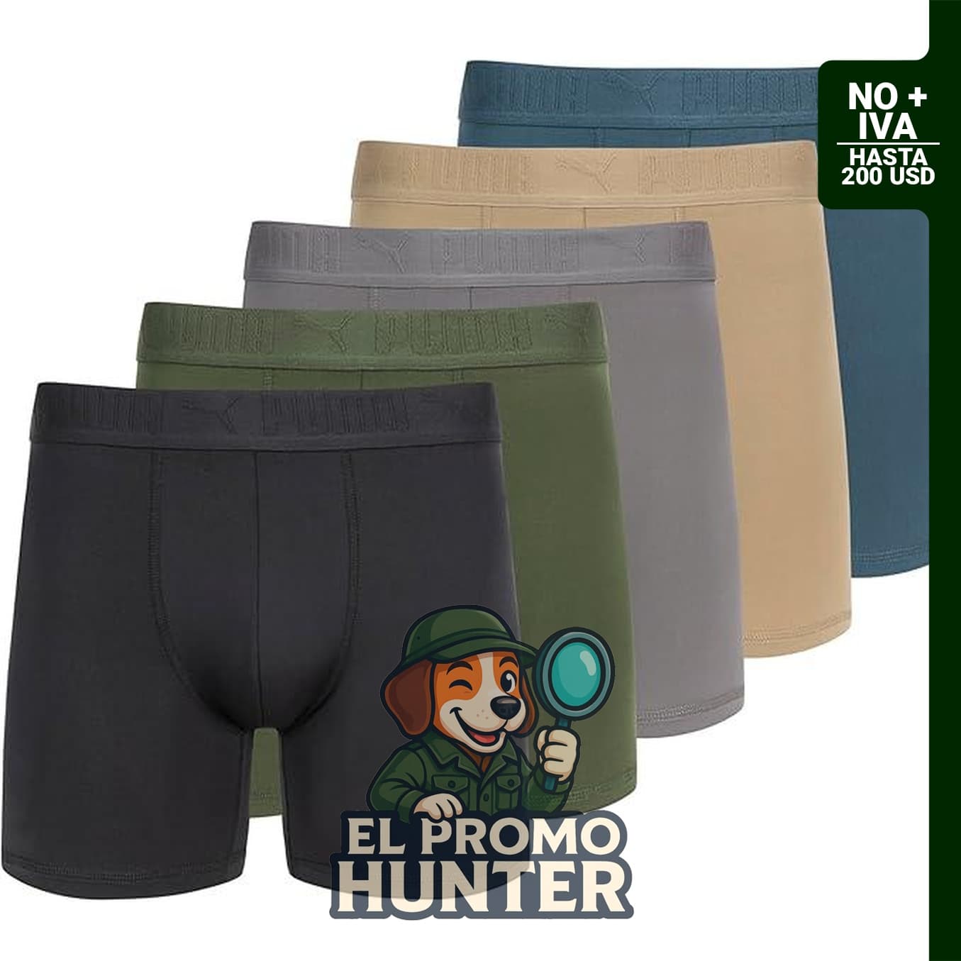 Paquete de 5 calzoncillos tipo bóxer Performance para hombre de PUMA.