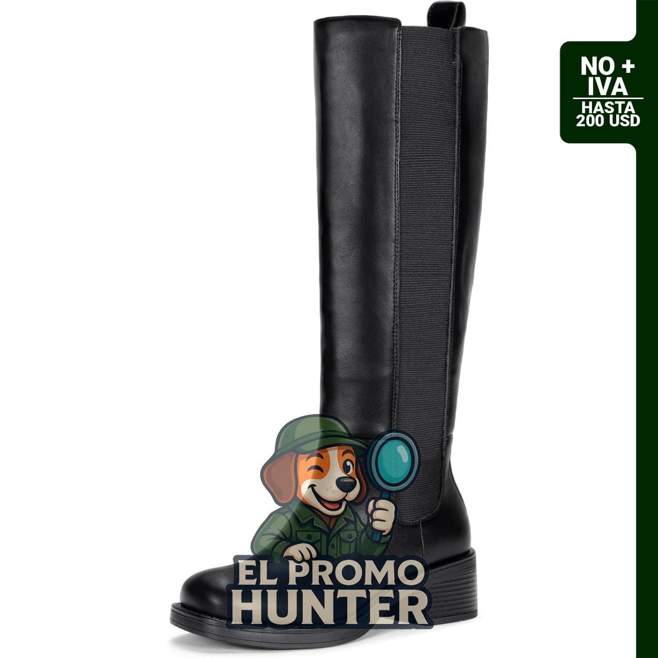Vepose Botas altas tipo pull-on para mujer, modelo 9566, con banda elástica y cremallera interior.