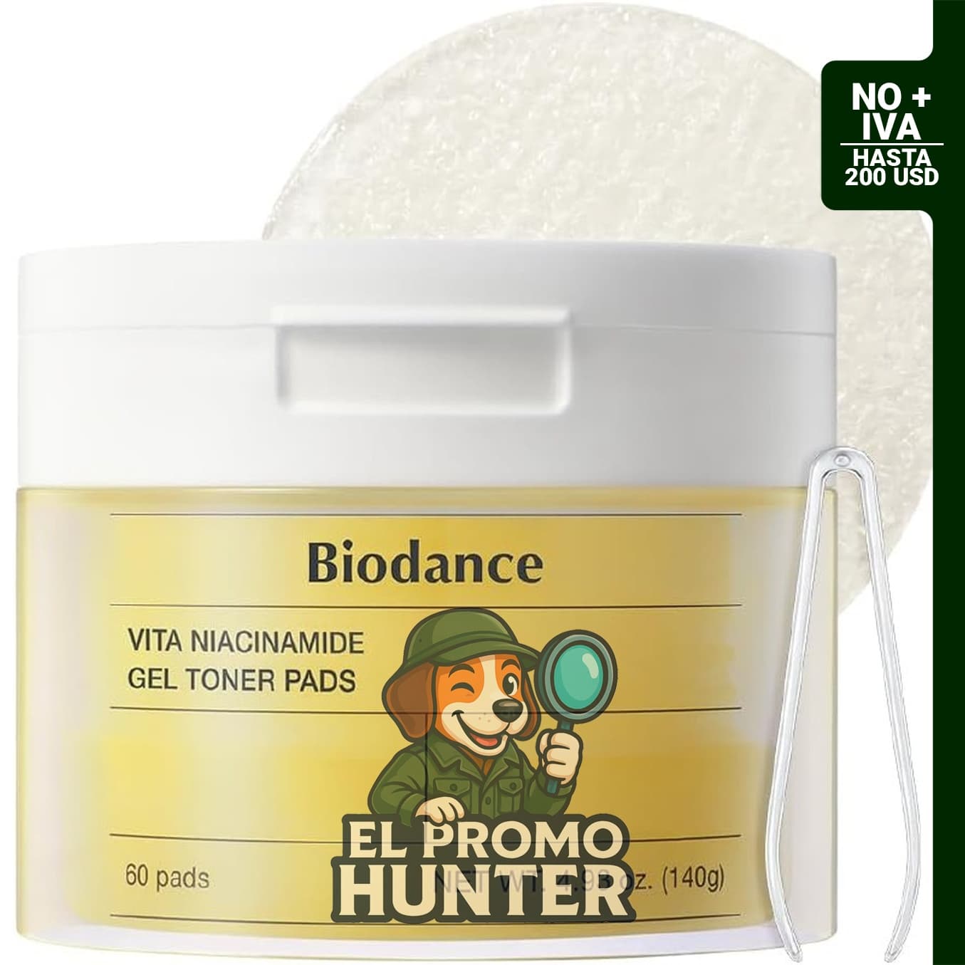 Biodance Vita - Almohadillas de tóner de gel de niacinamida con vitamina C para el rostro.