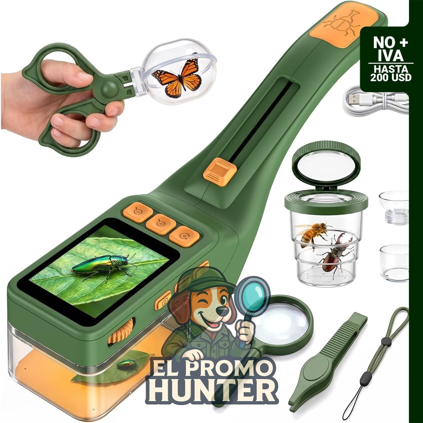 Favormates Atrapa insectos con lupa 500X, juguete educativo para explorar la naturaleza.
