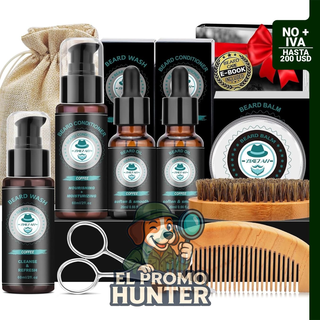 XIKEZAN kit de barba de café para el cuidado masculino.