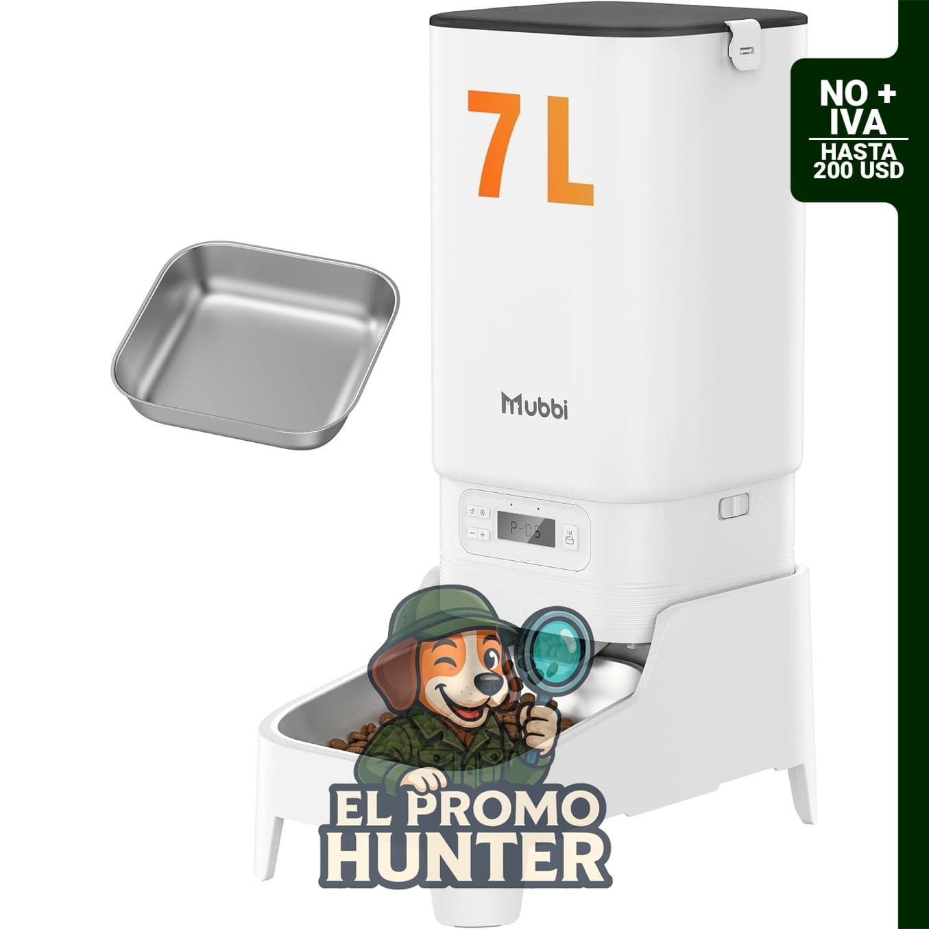 Comedero automático para gatos de 7 litros, dispensador de alimentos secos, cronometraje para 6 comidas diarias.