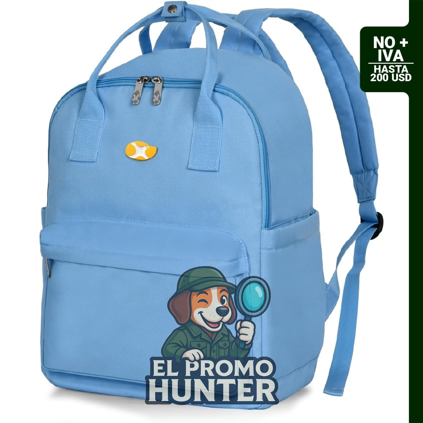 Mochila ligera resistente al agua para laptop, color azul claro.