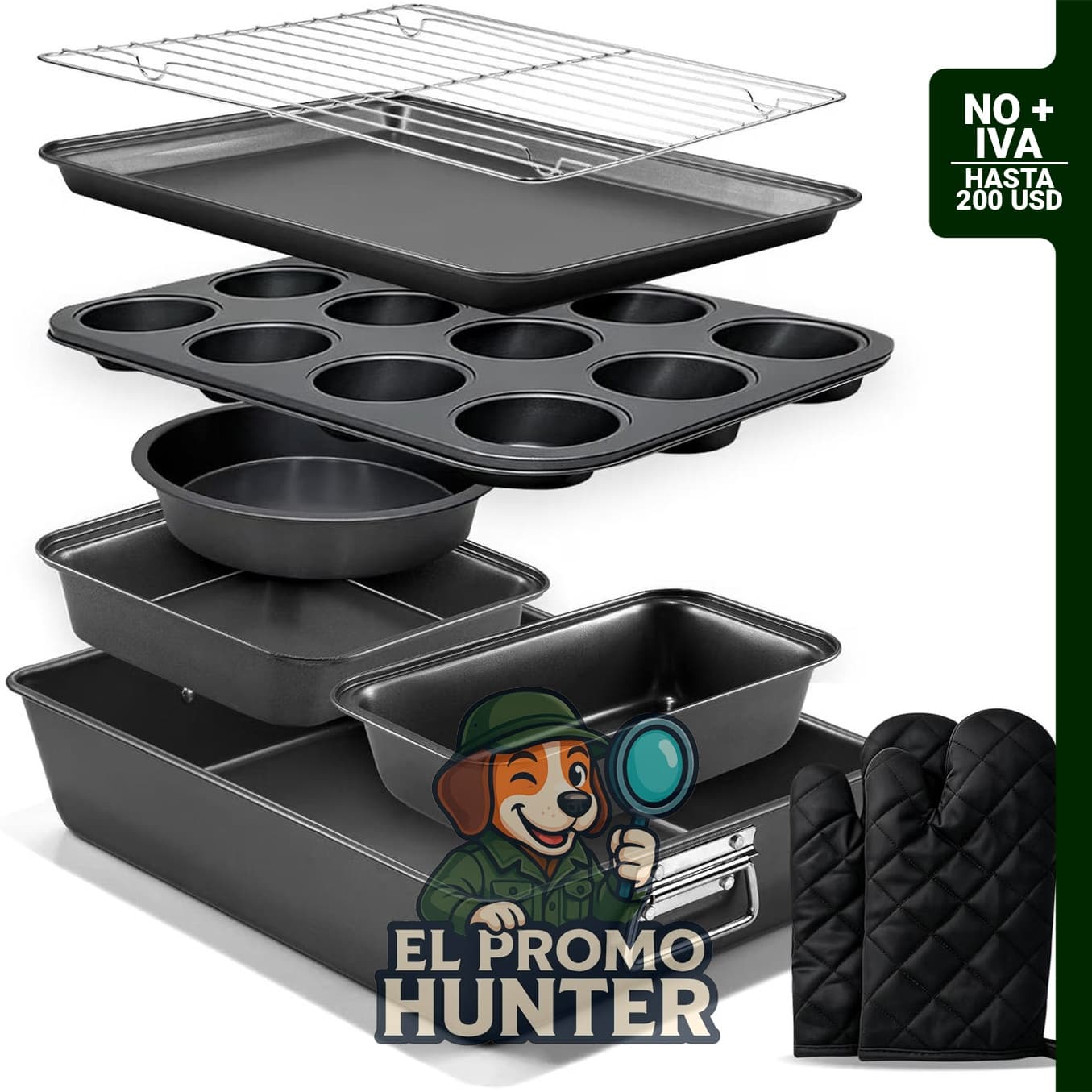 Juego de 9 utensilios para hornear de Greenloom, incluye moldes y bandejas para asar.
