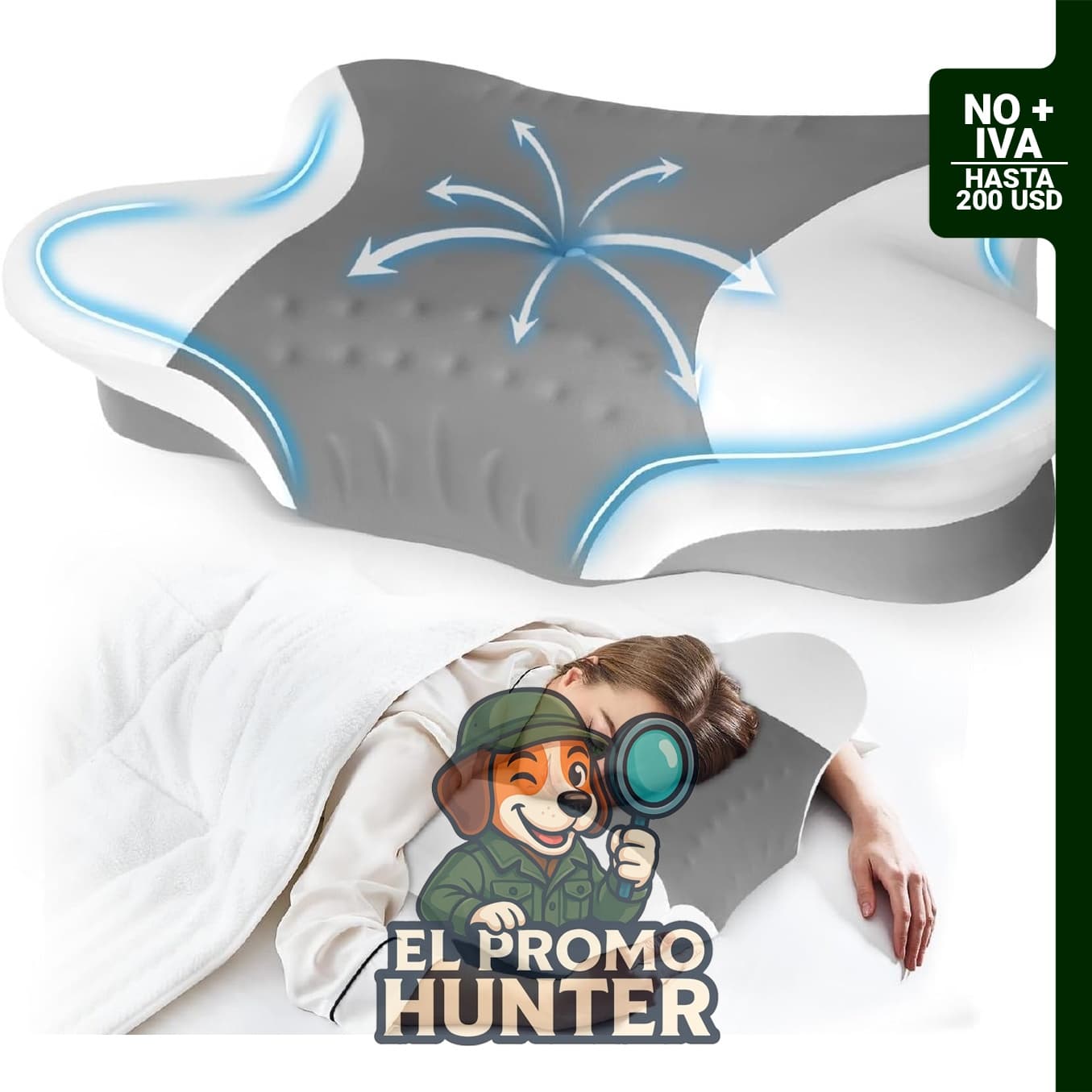 Almohada cervical viscoelástica para dormir de lado, soporte ergonómico para el cuello.