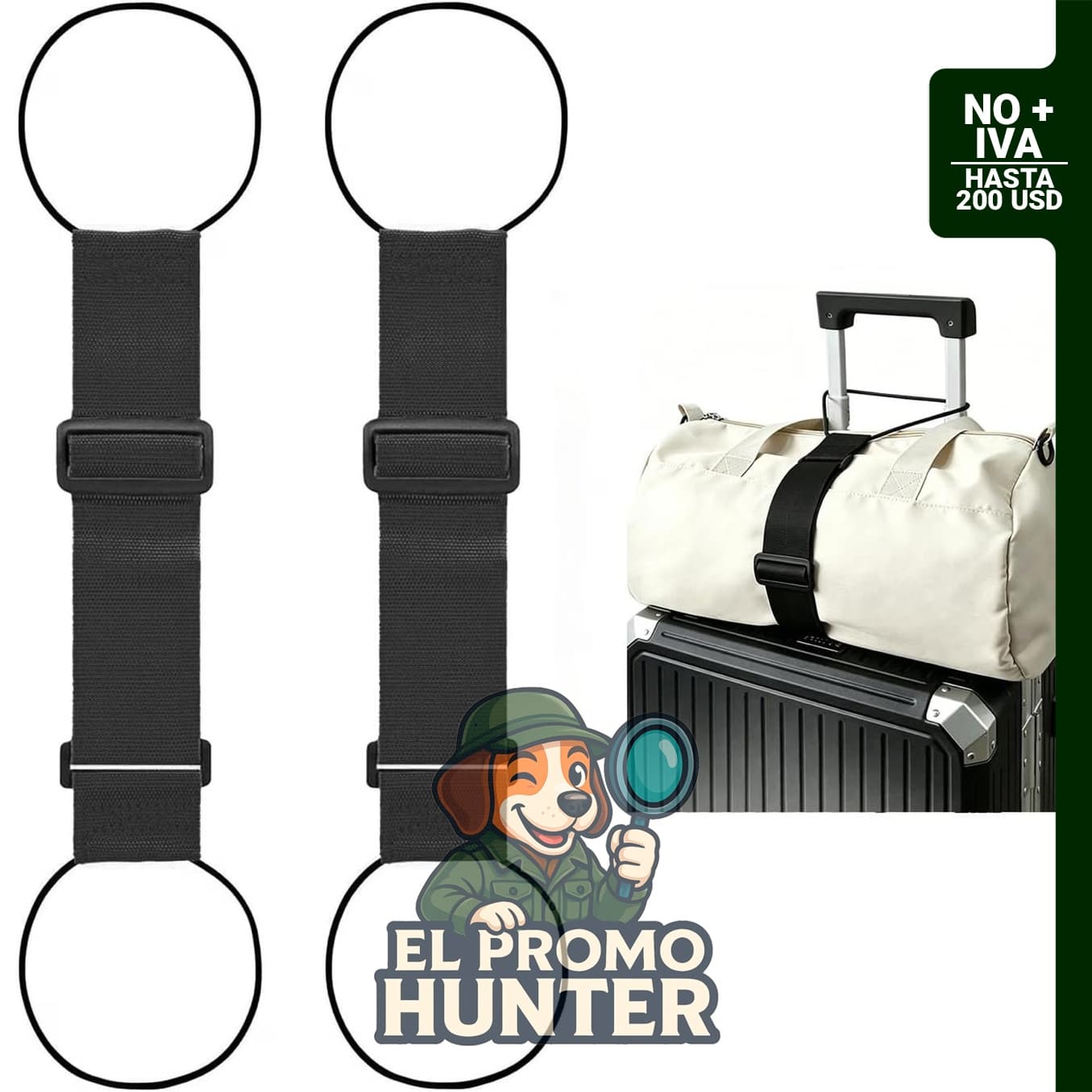 Correas de conexión de equipaje ajustables y fuertes, juego de 2 accesorios flexibles con sujeción elástica.