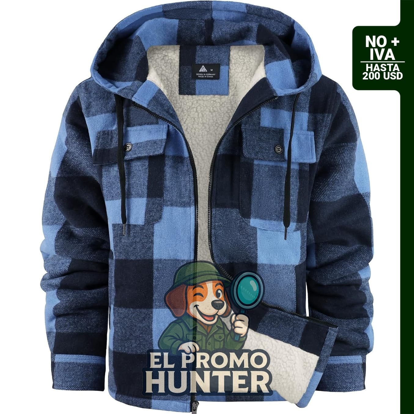 SCODI chaqueta tipo camisa de franela de vellón para hombre con forro sherpa y capucha.