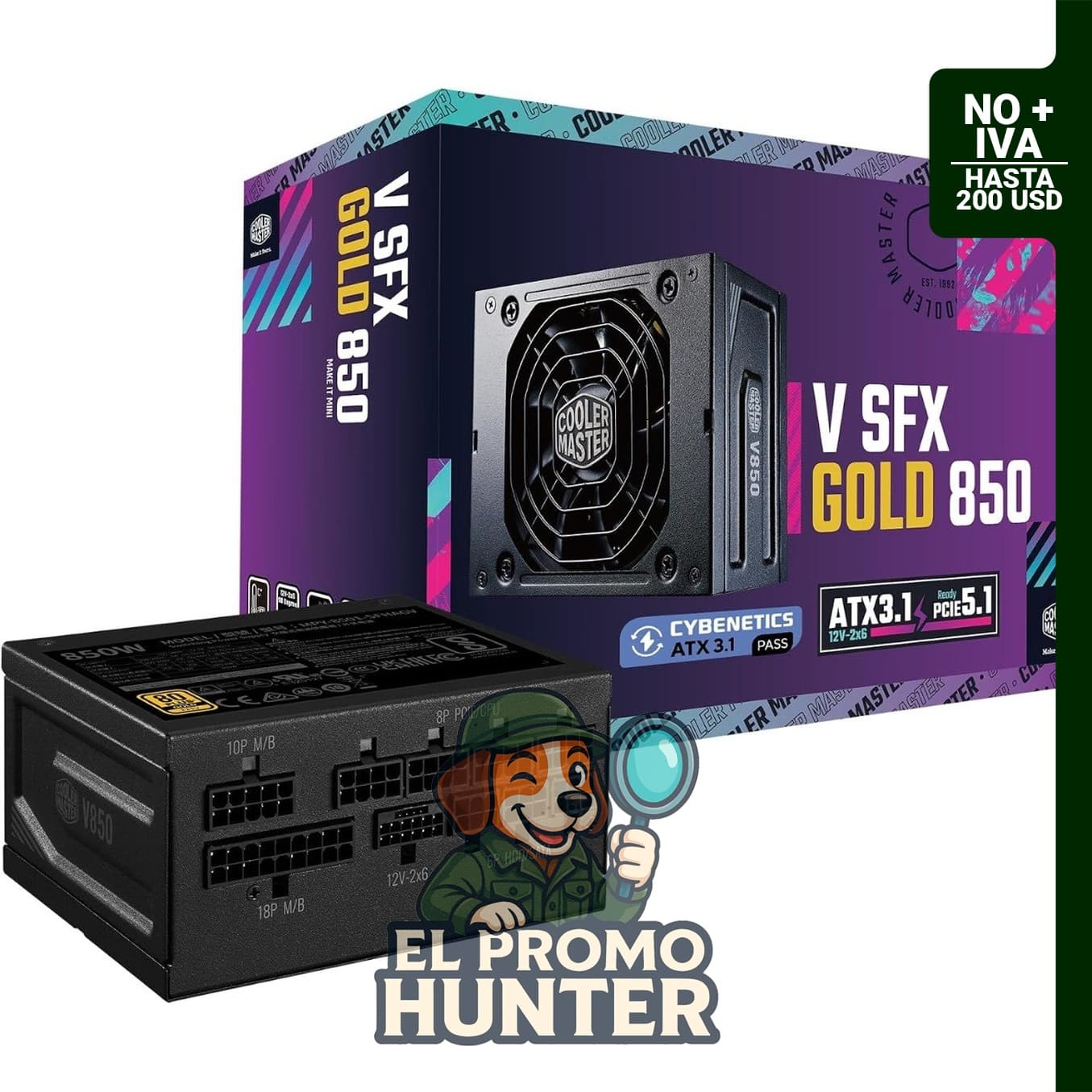 Cooler Master Fuente de alimentación V850 SFX Gold ITX SFF, PCIe 5.1 Ready