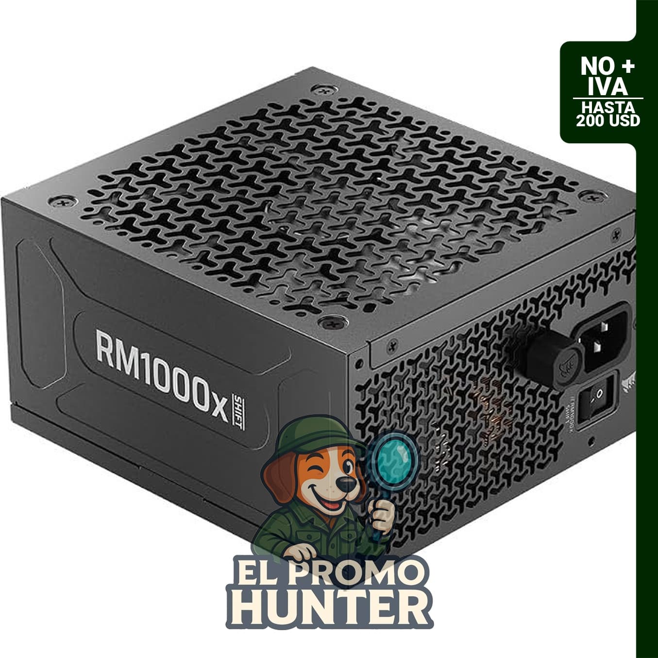 CORSAIR RM1000x Shift (2025) fuente de alimentación ATX modular con interfaz lateral y cable 12V-2x6 nativo.