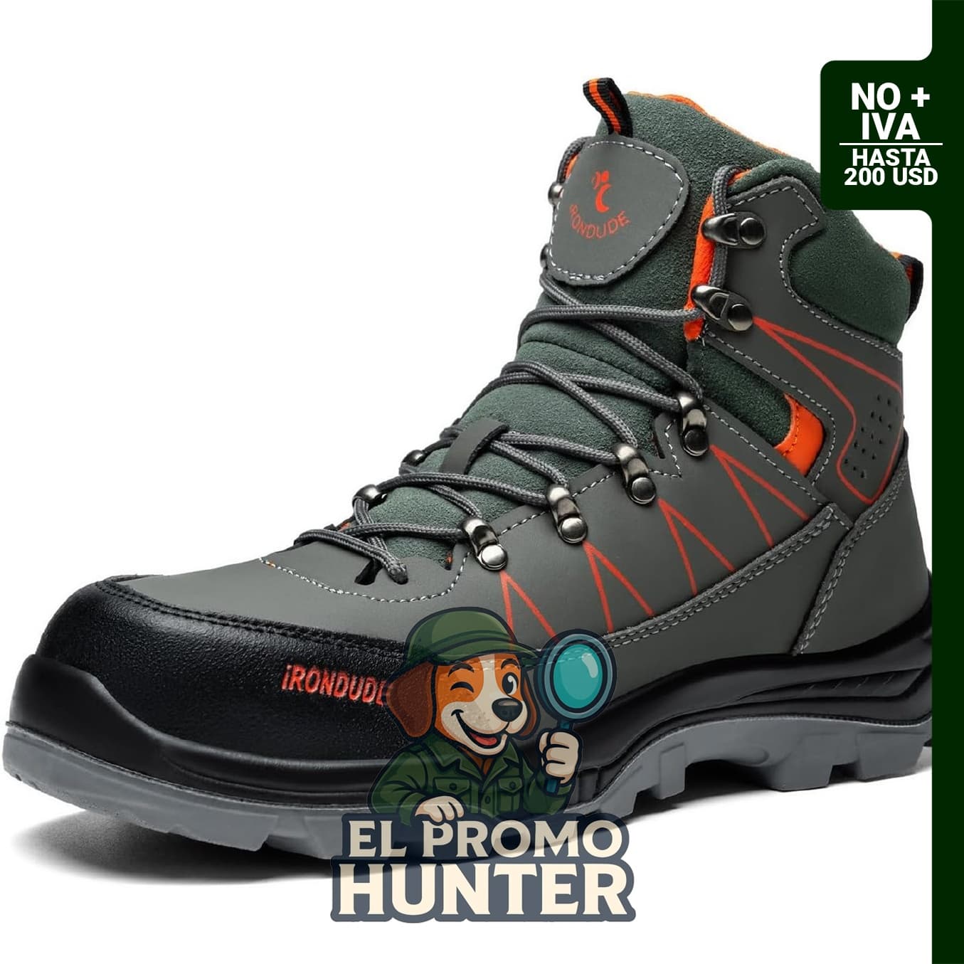 Botas de seguridad IRONDUDE para hombre, con punta de acero y suela antideslizante, ligeras y a prueba de perforaciones.