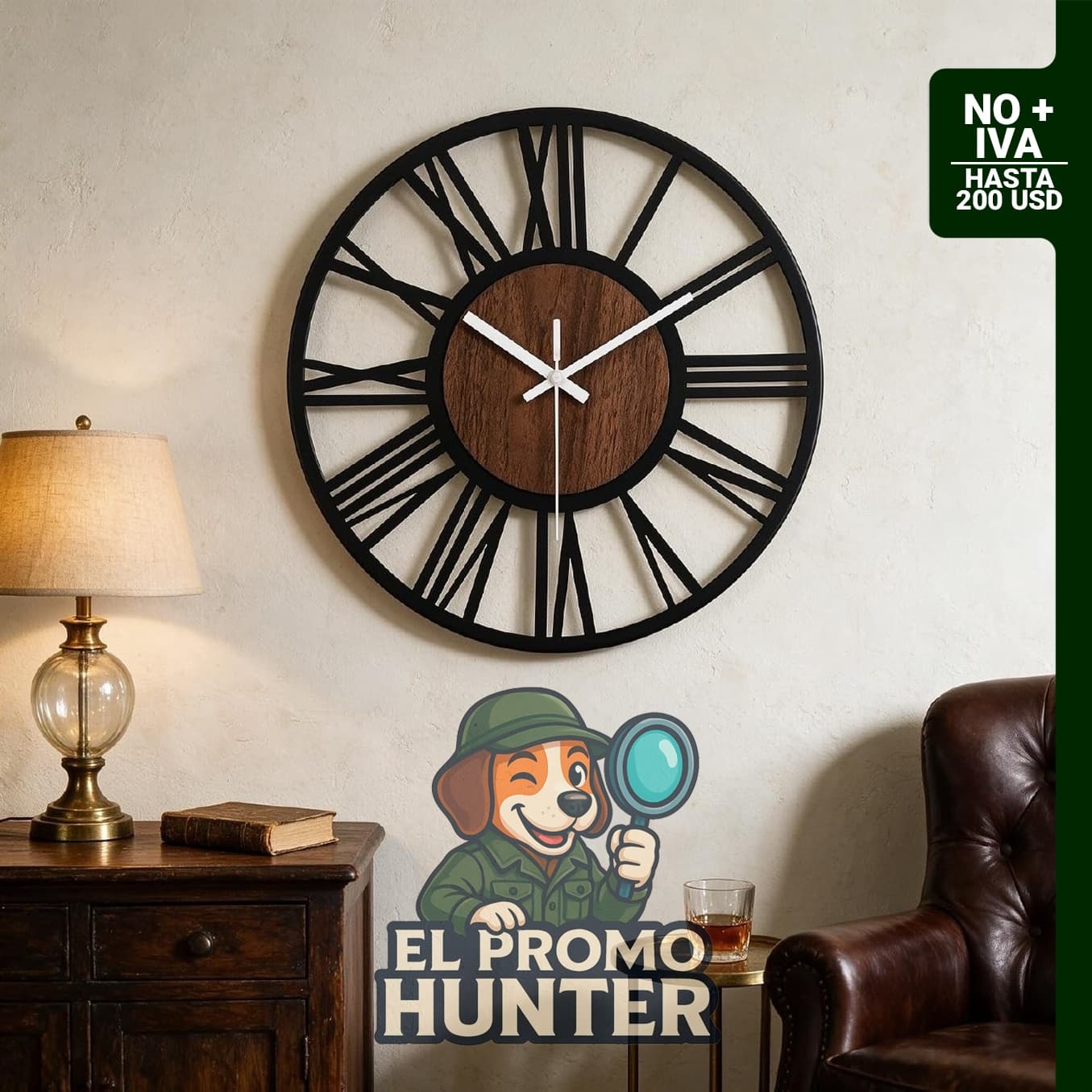 Reloj de pared grande SIN&MI de metal, diseño vintage, digital y silencioso, adecuado para interiores y exteriores.